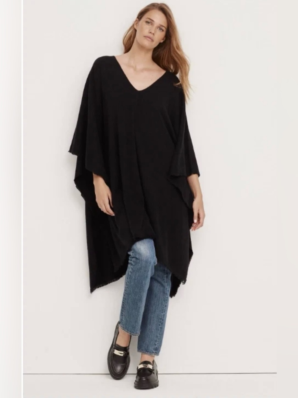 NWT! NakedCashmere Baylen Poncho 100% Cashmere Black OSFA